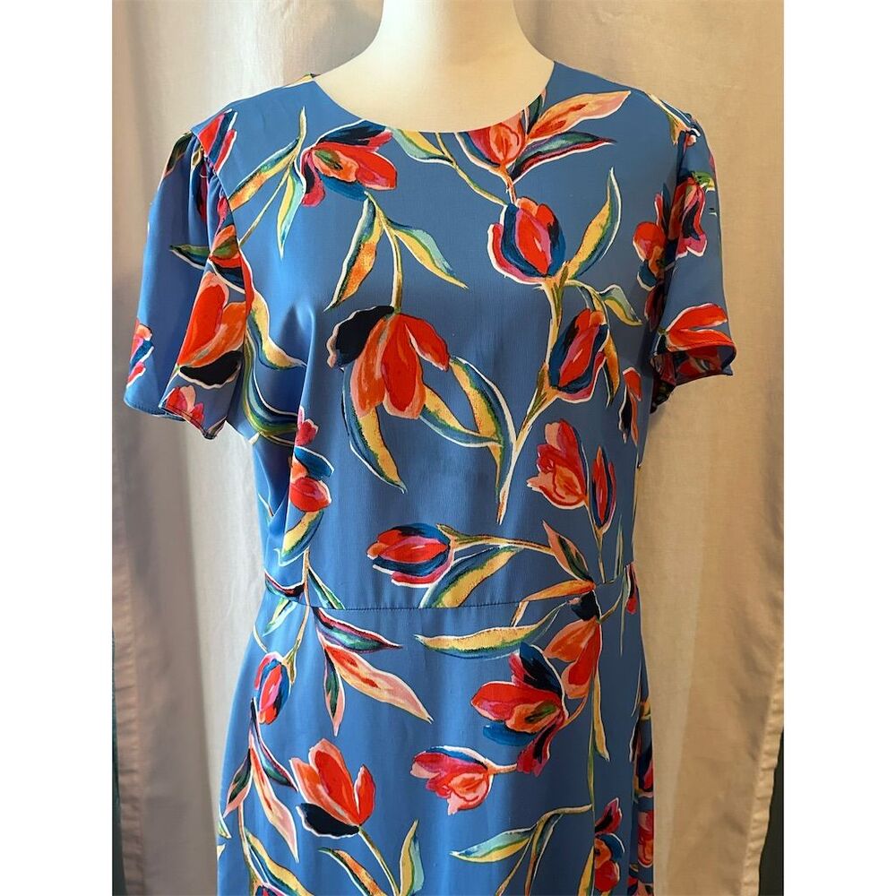 Maggy London Women's Floral Midi Dress Size 14 Multicolor Casual - Picture 2 of 7